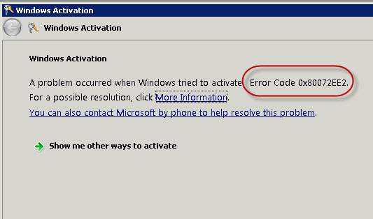 Windows 8 Pro löst Fehlercode 0x80072ee7 aus