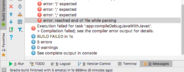 Java error message. Java: reached end of file while parsing. Ошибка компиляции java. Ошибка expected. Вывод ошибок в консоль java.