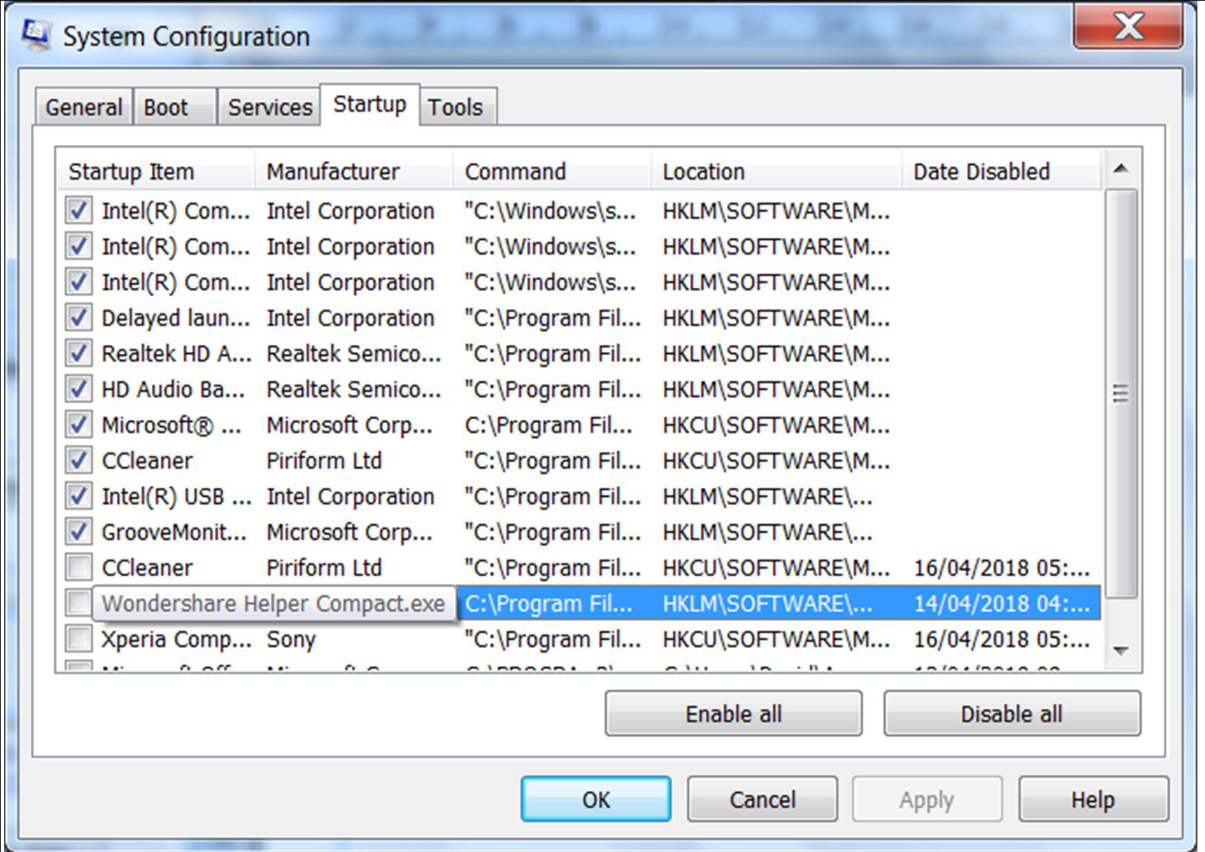 Автозагрузка нужные программы. Автозагрузка в Windows 7. Wondershare Helper Compact. Dll Helper. Проверить автозагрузку приложений Windows 7.